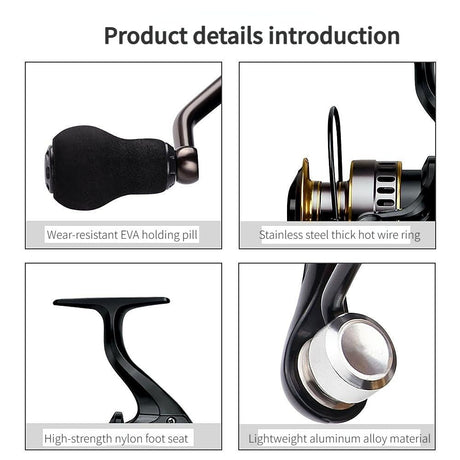 Spinning Reel Fishing Reel, Metal Spool, Metal Handle, 5.2:1 Gear Ratio, 10KG Drag, Smooth and Sensitive Line Output, Left/Right Hand Interchangeable, Rotating Fishing Reel, Suitable for Freshwater and Saltwater(HE6000)