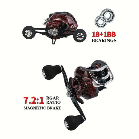 High Speed 18+1BB Baitcasting Reel, Dual Brake System, Max Drag 20lb - Ergonomic Handle, Stainless Steel Durable Spool - Ideal for Carp and Bass Fishing, Suitable for Saltwater and Freshwater, Angler's Choice | Smooth Black Finish(DW121R right hand)