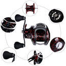 High Speed 18+1BB Baitcasting Reel, Dual Brake System, Max Drag 20lb - Ergonomic Handle, Stainless Steel Durable Spool - Ideal for Carp and Bass Fishing, Suitable for Saltwater and Freshwater, Angler's Choice | Smooth Black Finish(DW121L left hand)