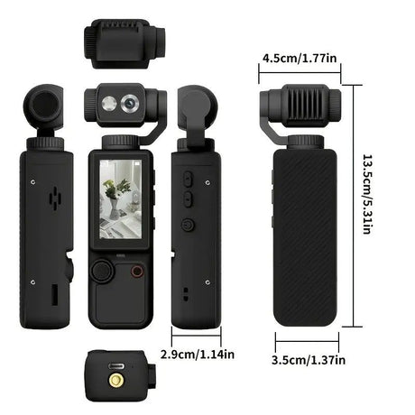 Full HD Handheld Action Camera with 16GB Memory, Portable Pocket Gimbal Camera for Outdoor Travel Vlogging, Featuring a Handheld Gimbal and 1.9-inch Screen.WHITE