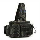 Camouflage Fishing Waist Bag – Large Capacity Multi-layer Partition, Side Pockets & Winding Strap for Full Loading, Breathable Shoulder Strap for Long-lasting Comfort（Green camouflage）