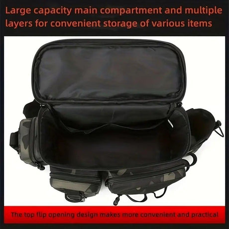 Camouflage Fishing Waist Bag – Large Capacity Multi-layer Partition, Side Pockets & Winding Strap for Full Loading, Breathable Shoulder Strap for Long-lasting Comfort（khaki）