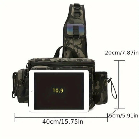 Camouflage Fishing Waist Bag – Large Capacity Multi-layer Partition, Side Pockets & Winding Strap for Full Loading, Breathable Shoulder Strap for Long-lasting Comfort（khaki）