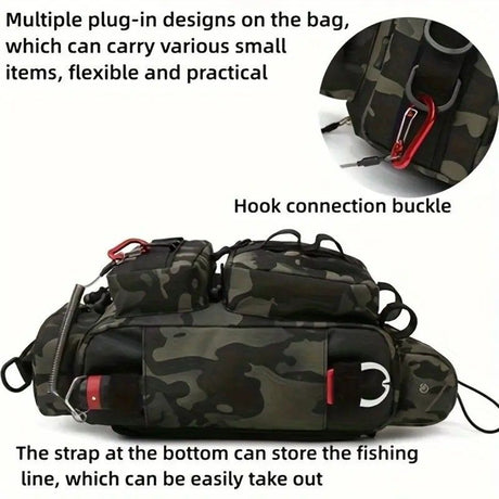 Camouflage Fishing Waist Bag – Large Capacity Multi-layer Partition, Side Pockets & Winding Strap for Full Loading, Breathable Shoulder Strap for Long-lasting Comfort（khaki）