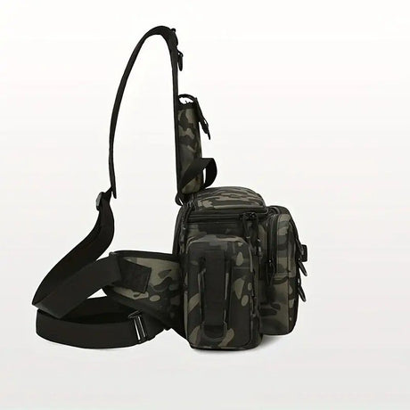 Camouflage Fishing Waist Bag – Large Capacity Multi-layer Partition, Side Pockets & Winding Strap for Full Loading, Breathable Shoulder Strap for Long-lasting Comfort（khaki）