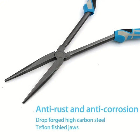 Multi-functional Fishing Pliers - Long Nose, Rust-proof & Anti-slip, Easy Hook Removal & Fish Control（Blue straight pliers）