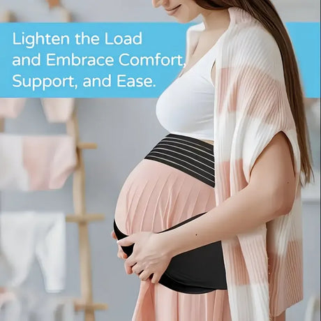 2-in-1 Pregnancy Support & Belly Band, Breathable Skin-Friendly Lightweight, Ergonomic Fit, Relieves Lower Back & Pubic Discomfort, Full Protection During Pregnancy & Postpartum/BLACK.Lcode