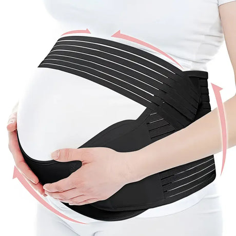 2-in-1 Pregnancy Support & Belly Band, Breathable Skin-Friendly Lightweight, Ergonomic Fit, Relieves Lower Back & Pubic Discomfort, Full Protection During Pregnancy & Postpartum/BLACK.XL code