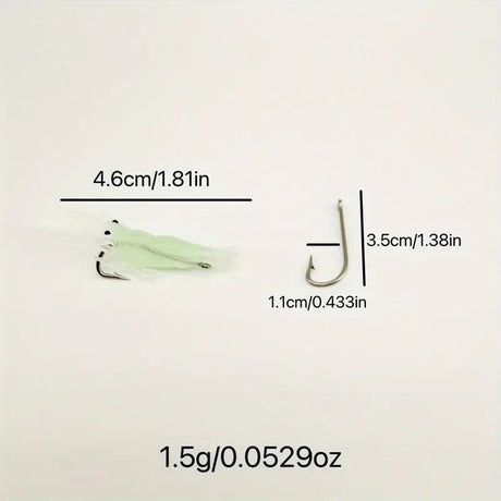 Glow-in-the-Dark Shrimp Lure 20-Piece Box Set | Night Fishing Essential, Soft Plastic Lure with Hooks, Suitable for Freshwater and Saltwater, Ideal for Bass/Trout/Crappie/Walleye/Redfish