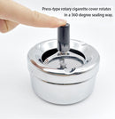 Creative Ashtray, Large Circular Metal Ashtray with Rotating Tray, Press-Type Design