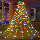 USB Remote Control Christmas Tree Waterfall String Light | Ring Hanging Tool-Free Installation, High-Density LED Starburst Effect, IP44 Waterproof, Fits 4–12ft Trees (warm white 1.5m / 200 Lights)