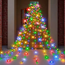 USB Remote Control Christmas Tree Waterfall String Light | Ring Hanging Tool-Free Installation, High-Density LED Starburst Effect, IP44 Waterproof, Fits 4–12ft Trees (warm white 1.5m / 200 Lights)
