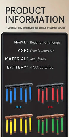 Smart Reaction Challenge Stick: Family Interactive Reflex Training Toy, Three Speed Adjustable, Hand-Eye Coordination and Focus Enhancement Tool(YELLOW)