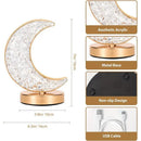 Rechargeable acrylic crystal desk lamp with 3 color temperatures touch control, USB charging for portability, and stepless brightness adjustment. Diamond-cut design serves as both an ambient light and an art piece./MOON