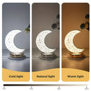 Rechargeable acrylic crystal desk lamp with 3 color temperatures touch control, USB charging for portability, and stepless brightness adjustment. Diamond-cut design serves as both an ambient light and an art piece./MOON
