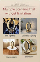 Rechargeable acrylic crystal desk lamp with 3 color temperatures touch control, USB charging for portability, and stepless brightness adjustment. Diamond-cut design serves as both an ambient light and an art piece./MOON