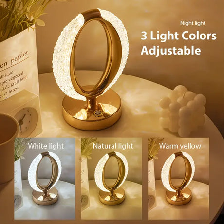 Rechargeable acrylic crystal desk lamp with 3 color temperatures touch control, USB charging for portability, and stepless brightness adjustment. Diamond-cut design serves as both an ambient light and an art piece./sunflower seed