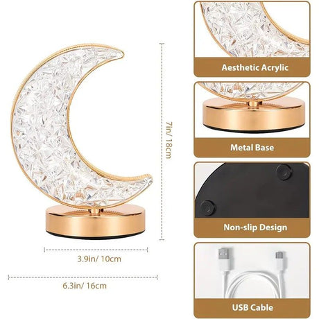 Rechargeable acrylic crystal desk lamp with 3 color temperatures touch control, USB charging for portability, and stepless brightness adjustment. Diamond-cut design serves as both an ambient light and an art piece./sunflower seed
