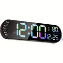 13.7" Mirror LED Digital Clock | Auto-Dim, RGB, Temp/Humidity Sensor - Smart Bedroom/Desk Clock（colorful）