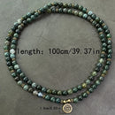 108-Piece Moss Agate Handcrafted Necklace, Natural Plant-Patterned Zen Layered Blessing Bead Strand