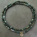 108-Piece Moss Agate Handcrafted Necklace, Natural Plant-Patterned Zen Layered Blessing Bead Strand