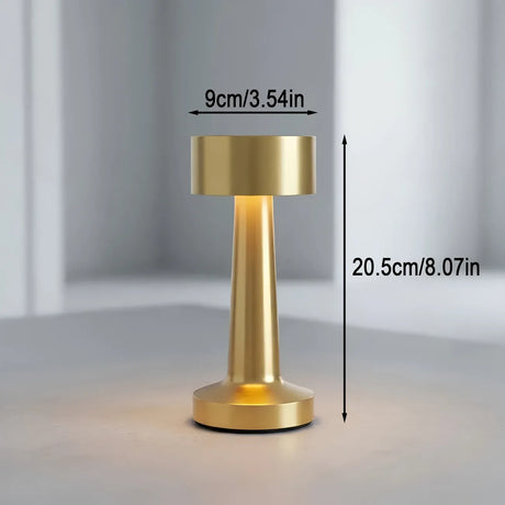 Dumbbell-Shape Metal Touch Lamp – Brushed Body, 3 Color Temperatures, Wireless & Portable, Soft Eye-Friendly Ambient Light（Red Bronze）