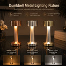 Dumbbell-Shape Metal Touch Lamp – Brushed Body, 3 Color Temperatures, Wireless & Portable, Soft Eye-Friendly Ambient Light（Matte Black）