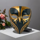 Resin Night Jasmine Full Face Mask, Black & Gold Relief Dark Style, Halloween Christmas Masquerade Prop, Bar KTV Decorative Ornament, Essential for Stylish Photoshoots