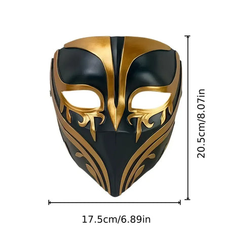Resin Night Jasmine Full Face Mask, Black & Gold Relief Dark Style, Halloween Christmas Masquerade Prop, Bar KTV Decorative Ornament, Essential for Stylish Photoshoots