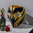 Resin Night Jasmine Full Face Mask, Black & Gold Relief Dark Style, Halloween Christmas Masquerade Prop, Bar KTV Decorative Ornament, Essential for Stylish Photoshoots