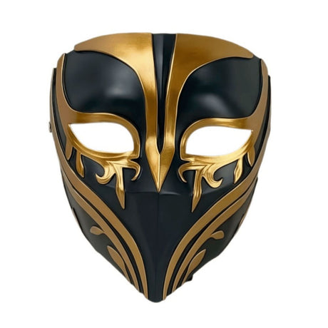 Resin Night Jasmine Full Face Mask, Black & Gold Relief Dark Style, Halloween Christmas Masquerade Prop, Bar KTV Decorative Ornament, Essential for Stylish Photoshoots