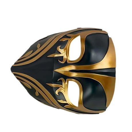 Resin Night Jasmine Full Face Mask, Black & Gold Relief Dark Style, Halloween Christmas Masquerade Prop, Bar KTV Decorative Ornament, Essential for Stylish Photoshoots