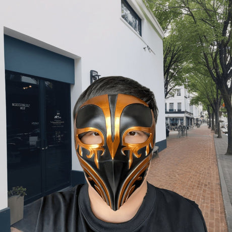 Resin Night Jasmine Full Face Mask, Black & Gold Relief Dark Style, Halloween Christmas Masquerade Prop, Bar KTV Decorative Ornament, Essential for Stylish Photoshoots