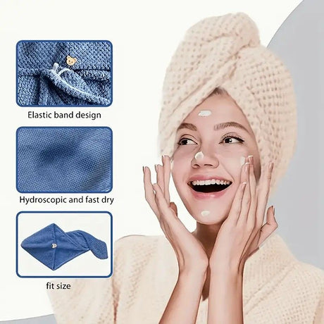 Women's Coral Fleece Pineapple Grid Two-Piece Set | Cloud-Like Touch Adjustable Bath Robe + Hair Towel, Adjustable Tie Belt, Suitable for Daily Home Use(Qingxin powder)