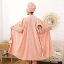 Women's Coral Fleece Pineapple Grid Two-Piece Set | Cloud-Like Touch Adjustable Bath Robe + Hair Towel, Adjustable Tie Belt, Suitable for Daily Home Use(Red bean paste purple)