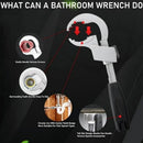 Large-Open Adjustable Basin Wrench, 3-Head Interchangeable Tight-Space Plumbing Tool, Aluminum Alloy Anti-Slip Home Maintenance Tool（Black handle）