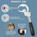 Large-Open Adjustable Basin Wrench, 3-Head Interchangeable Tight-Space Plumbing Tool, Aluminum Alloy Anti-Slip Home Maintenance Tool（Black handle）