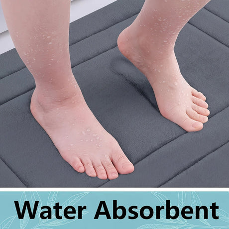 Grey  Geometric Pattern, Soft Lightweight Skin-Friendly, Bathroom Accessory, Toilet Anti-Slip Mat, Bathroom Mat, Machine Washable, Suitable for Shower Room, Bathroom Doorway, Bedroom Room Decoration, Modern Bath Mat, Durable Bathroom Floor Mat