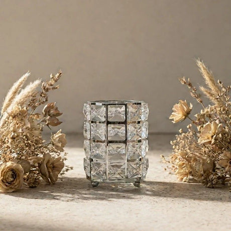 1 piece crystal pen holder, round creative desktop makeup brush storage box, polished cast iron metal art decorative display piece, lightweight and desktop style.silver