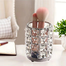 1 piece crystal pen holder, round creative desktop makeup brush storage box, polished cast iron metal art decorative display piece, lightweight and desktop style.silver