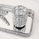 1 piece crystal pen holder, round creative desktop makeup brush storage box, polished cast iron metal art decorative display piece, lightweight and desktop style.silver