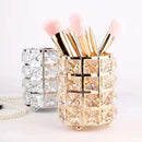 1 piece crystal pen holder, round creative desktop makeup brush storage box, polished cast iron metal art decorative display piece, lightweight and desktop style.silver