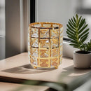 1 piece crystal pen holder, round creative desktop makeup brush storage box, polished cast iron metal art decorative display piece, lightweight and desktop style.golden