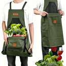 Oxford Cloth Waterproof Gardening Apron, Large Capacity Kangaroo Pocket, Cross Back Straps Comfortable, Great Helper for Picking and Weeding(grey)