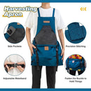 Oxford Cloth Waterproof Gardening Apron, Large Capacity Kangaroo Pocket, Cross Back Straps Comfortable, Great Helper for Picking and Weeding(pitch green)