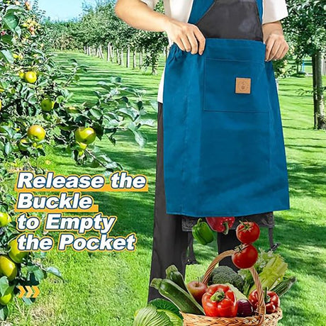 Oxford Cloth Waterproof Gardening Apron, Large Capacity Kangaroo Pocket, Cross Back Straps Comfortable, Great Helper for Picking and Weeding(purple)