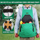 Oxford Cloth Multifunctional Gardening Apron, Thickened Durable Lightweight Large Pocket, Back Cross Straps Unisex(GREEN)