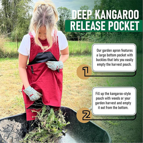 Oxford Cloth Multifunctional Gardening Apron, Thickened Durable Lightweight Large Pocket, Back Cross Straps Unisex(GREEN)
