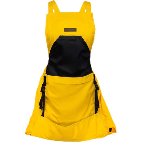 Oxford Cloth Multifunctional Gardening Apron, Thickened Durable Lightweight Large Pocket, Back Cross Straps Unisex(YELLOW)