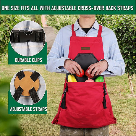 Oxford Cloth Multifunctional Gardening Apron, Thickened Durable Lightweight Large Pocket, Back Cross Straps Unisex(YELLOW)